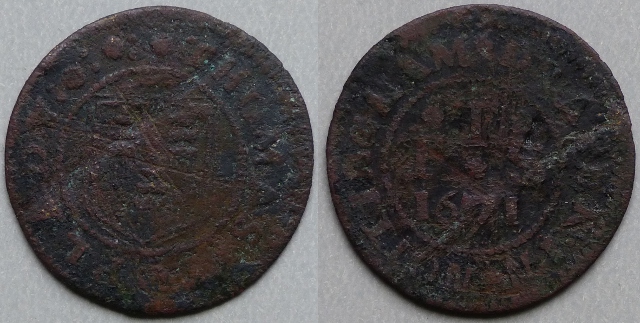 Nottingham, Thomas Toplady 1671 halfpenny